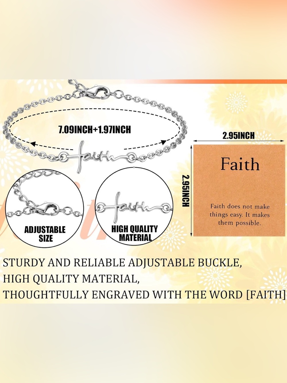 Faith Script Bracelet in Silver - Elegant Women's Jewelry - Picture 4 of 4